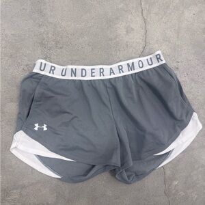 Under Armour Grey Play Up Shorts 3.0 with White Trim